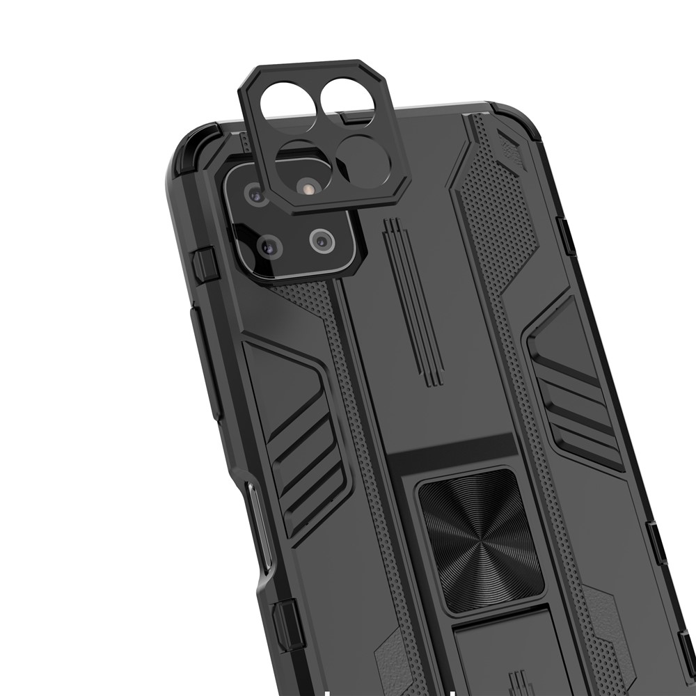 Full-Body Shockproof Protection Hard Plastic + TPU Rubber Dual Layer Hybrid Case with Fold Kickstand for Samsung Galaxy A22 5G (EU Version) - Black-9