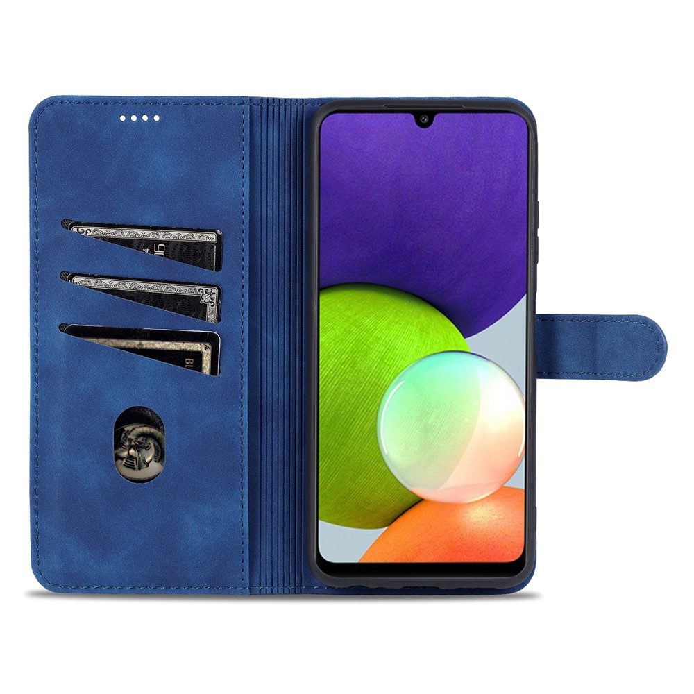 AZNS PU Leather Wallet Stand Phone Cover Shell for Samsung Galaxy A22 5G (EU Version) - Blue-5