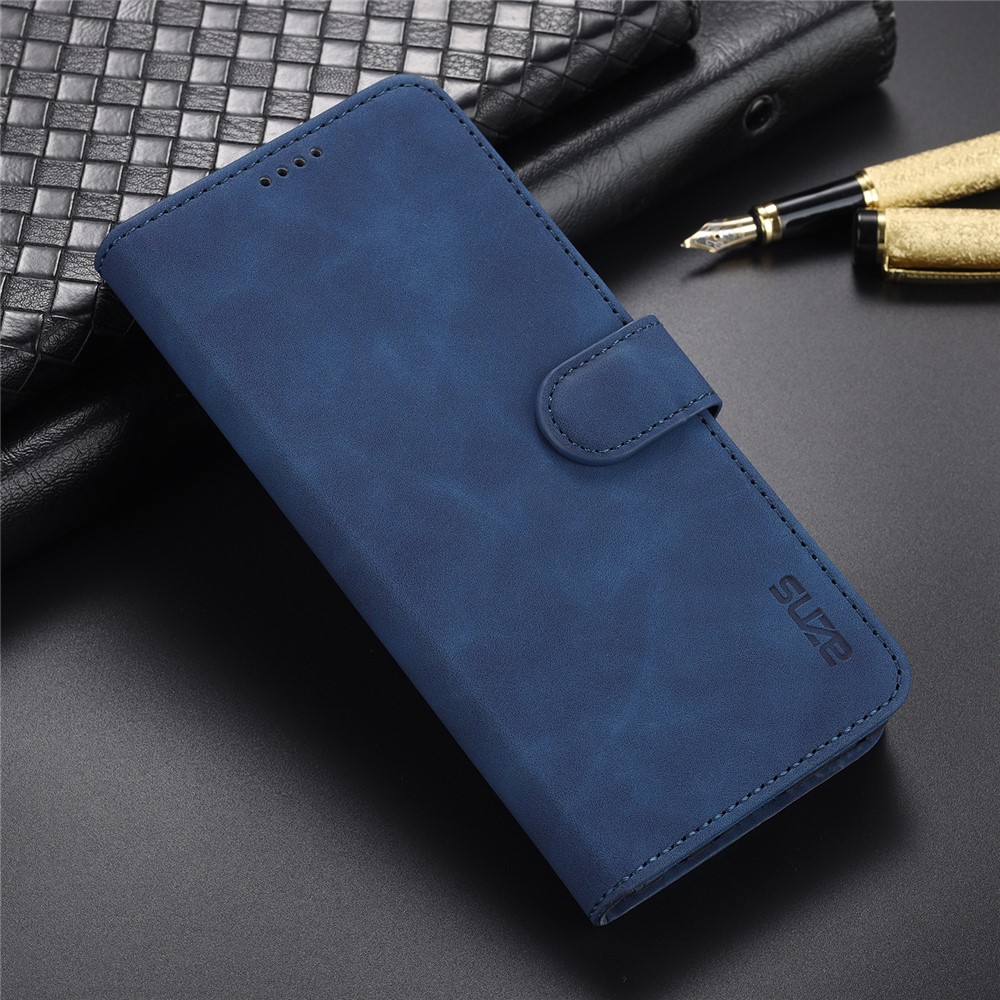 AZNS PU Leather Wallet Stand Phone Cover Shell for Samsung Galaxy A22 5G (EU Version) - Blue-6