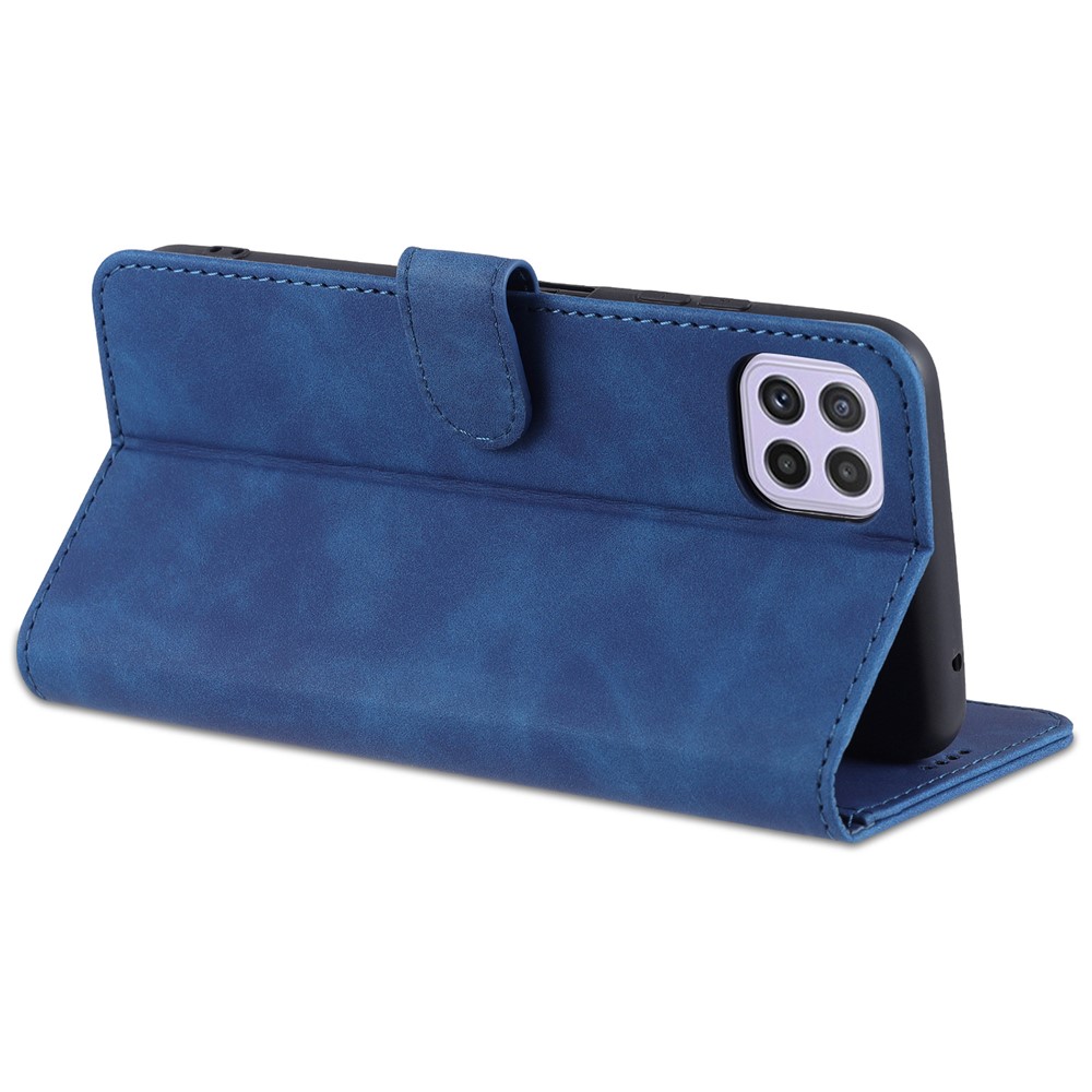 AZNS PU Leather Wallet Stand Phone Cover Shell for Samsung Galaxy A22 5G (EU Version) - Blue-8