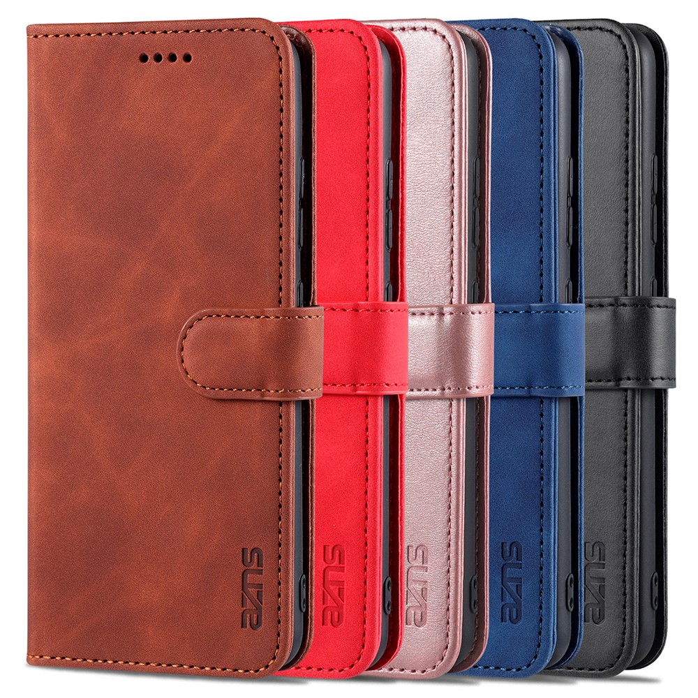 AZNS PU Leather Wallet Stand Phone Cover Shell for Samsung Galaxy A32 4G (EU Version) - Brown-11