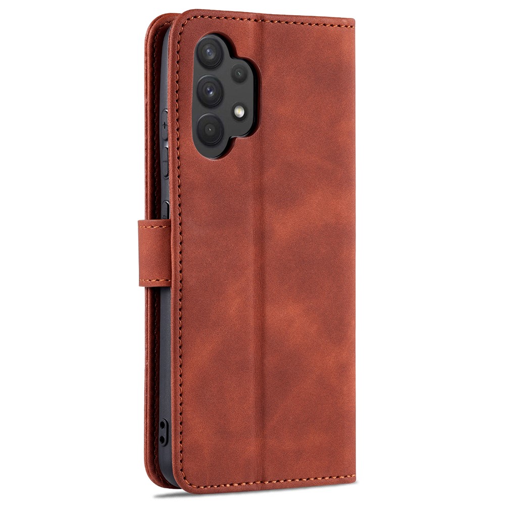 AZNS PU Leather Wallet Stand Phone Cover Shell for Samsung Galaxy A32 4G (EU Version) - Brown-3