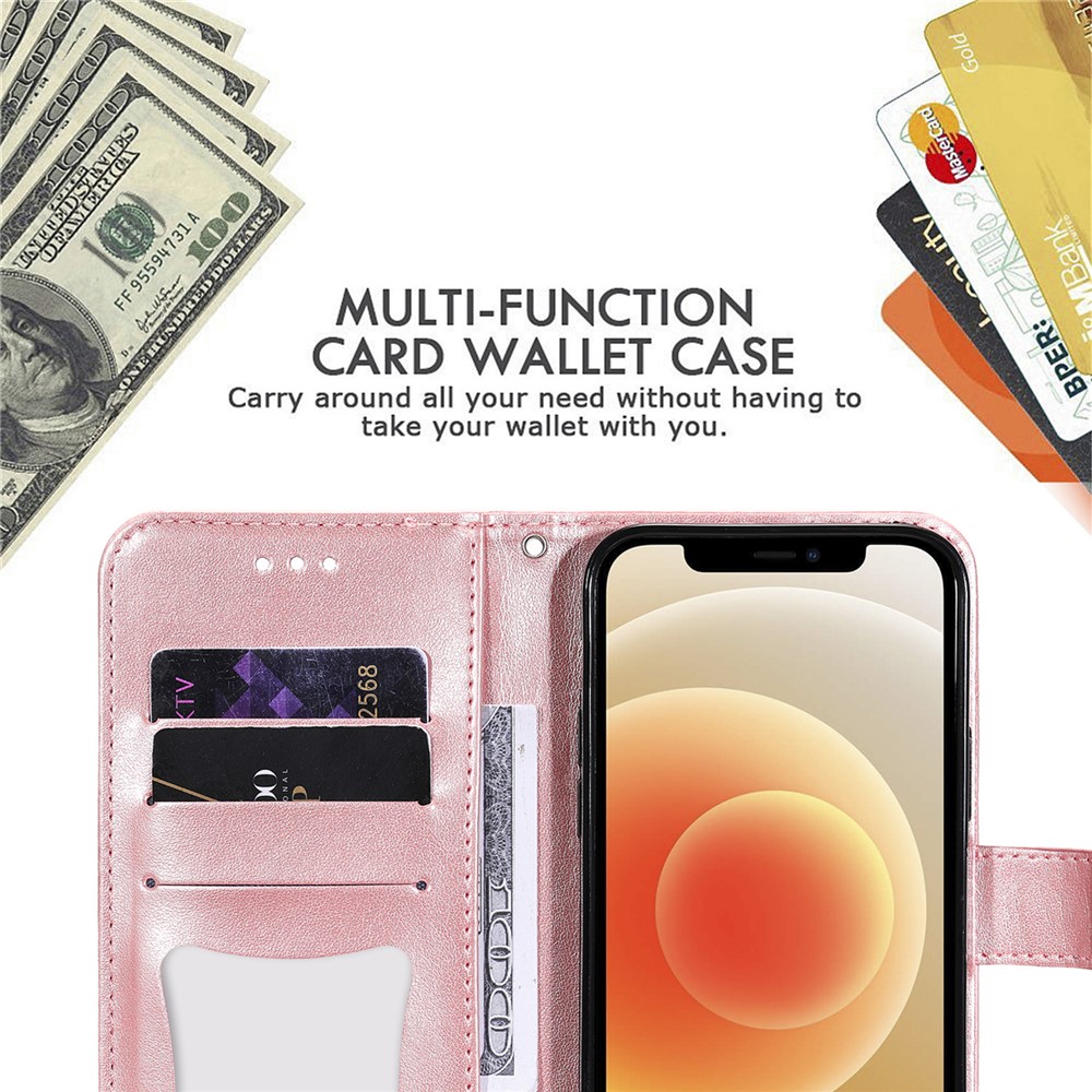 PU Leather Imprint Flowers Pattern Wallet Phone Case with Lanyard for Samsung Galaxy A32 4G (EU Version) - Rose Gold-2