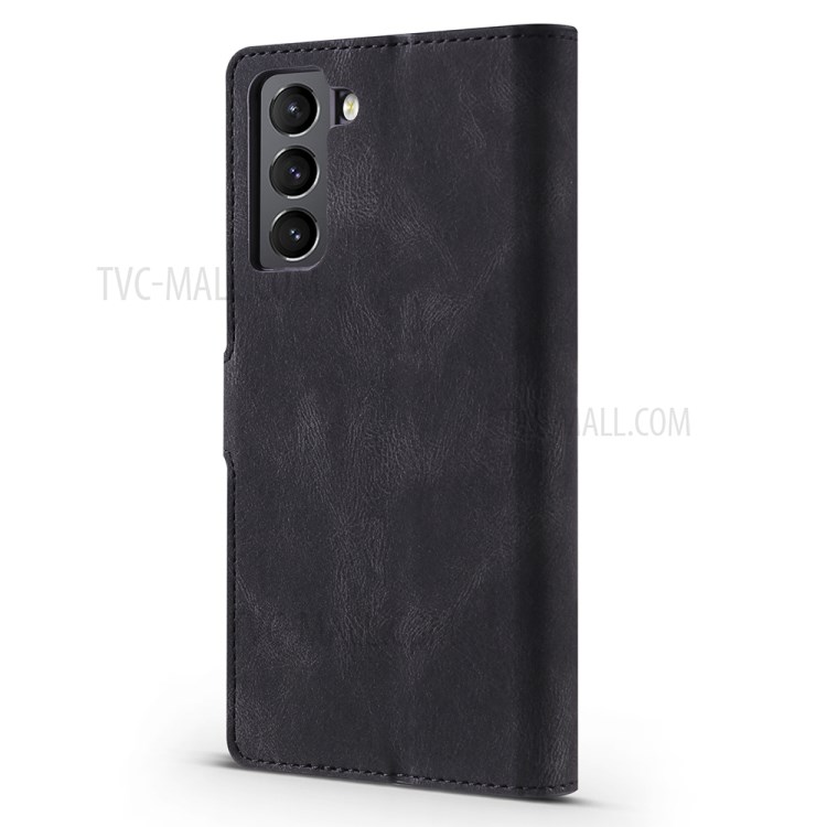 TAOKKIM Leather Case Mobile Phone Cover with Wallet Stand for Samsung Galaxy S21+ 5G - Black-3