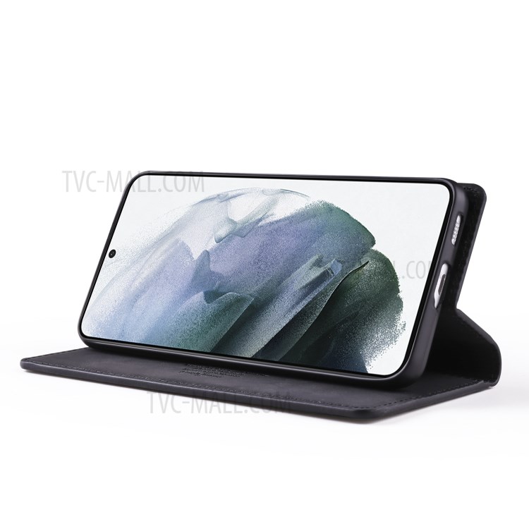 TAOKKIM Leather Case Mobile Phone Cover with Wallet Stand for Samsung Galaxy S21+ 5G - Black-4