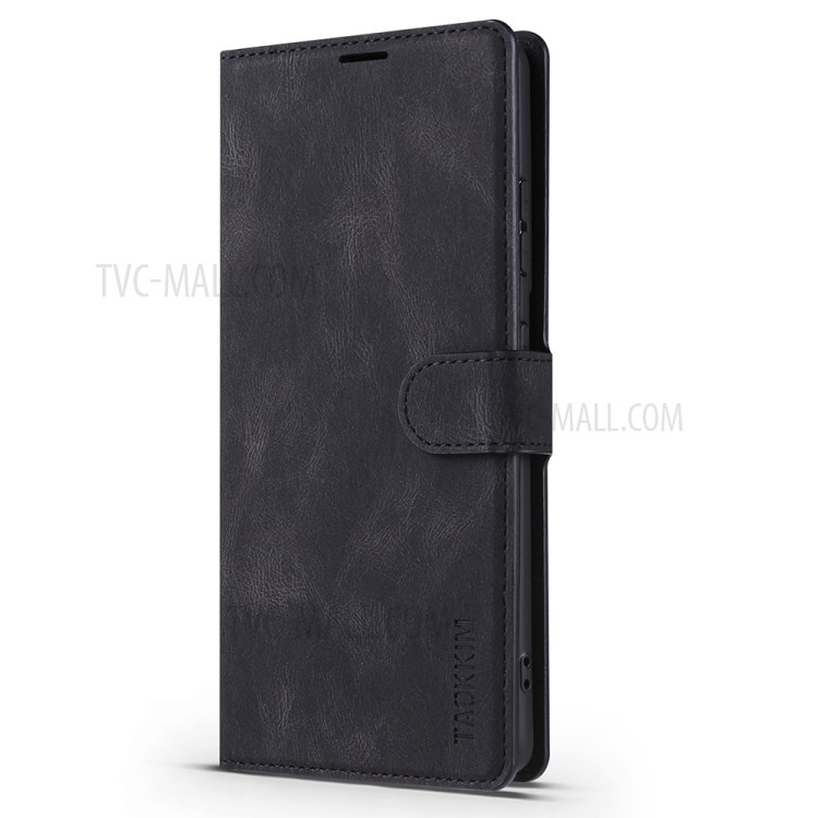 TAOKKIM Drop-Proof Wallet Leather Case Mobile Phone Cover with Stand for Samsung Galaxy S21 Ultra 5G - Black-2