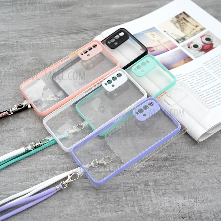 TPU + Acrylic Hybrid Case Transparent Protective Phone Shell with Lanyard for Samsung Galaxy S21 Ultra 5G - Black-5