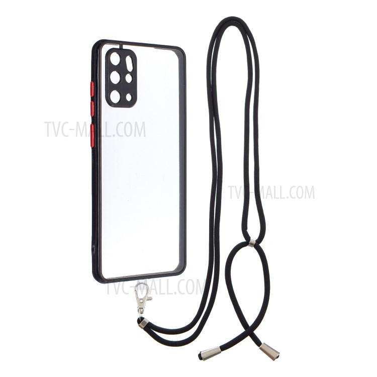 Heavy Duty TPU Acrylic Hybrid Shockproof Bumper Case with Lanyard for Samsung Galaxy S20 Plus / S20 Plus 5G - Black-1