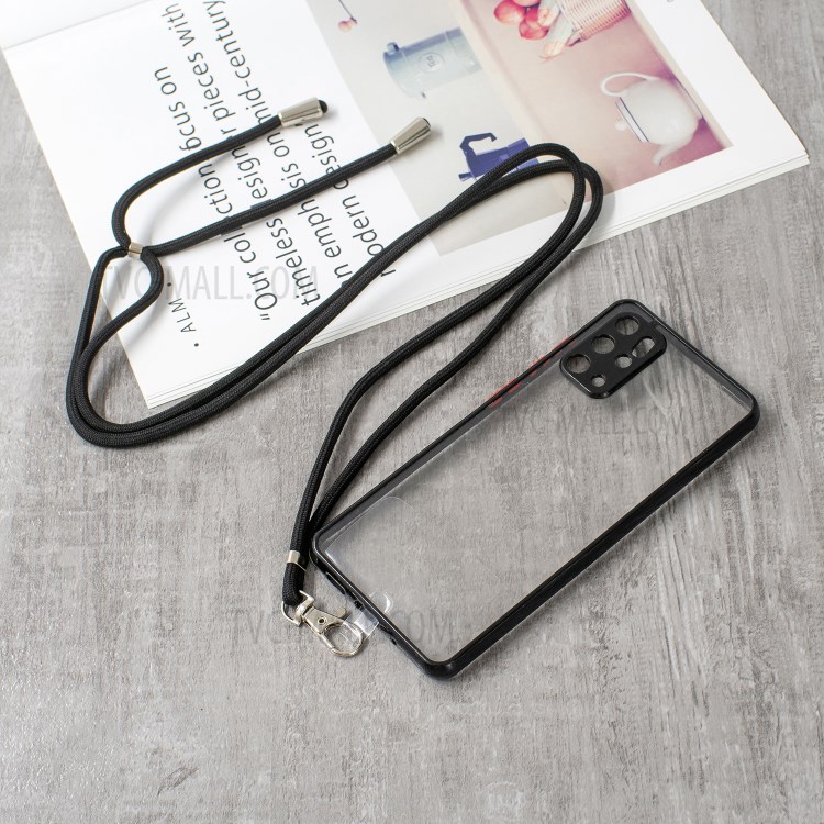 Heavy Duty TPU Acrylic Hybrid Shockproof Bumper Case with Lanyard for Samsung Galaxy S20 Plus / S20 Plus 5G - Black-2