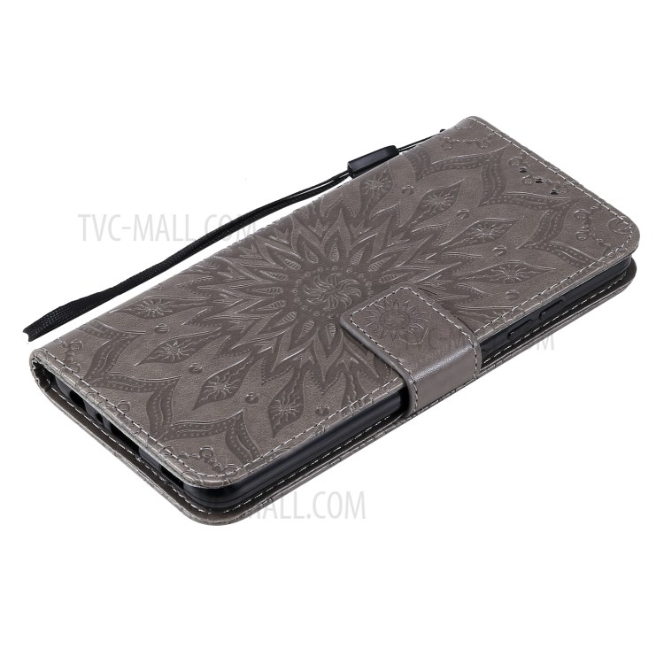 Sun Imprint PU Leather Wallet Phone Cover with Stand for Samsung Galaxy A32 4G (EU Version) - Grey-7