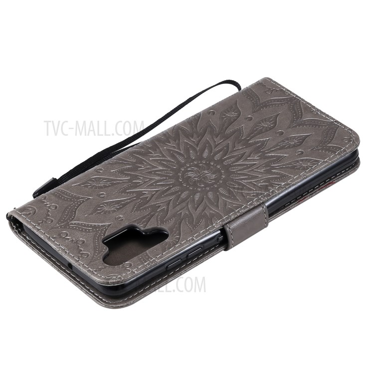 Sun Imprint PU Leather Wallet Phone Cover with Stand for Samsung Galaxy A32 4G (EU Version) - Grey-8