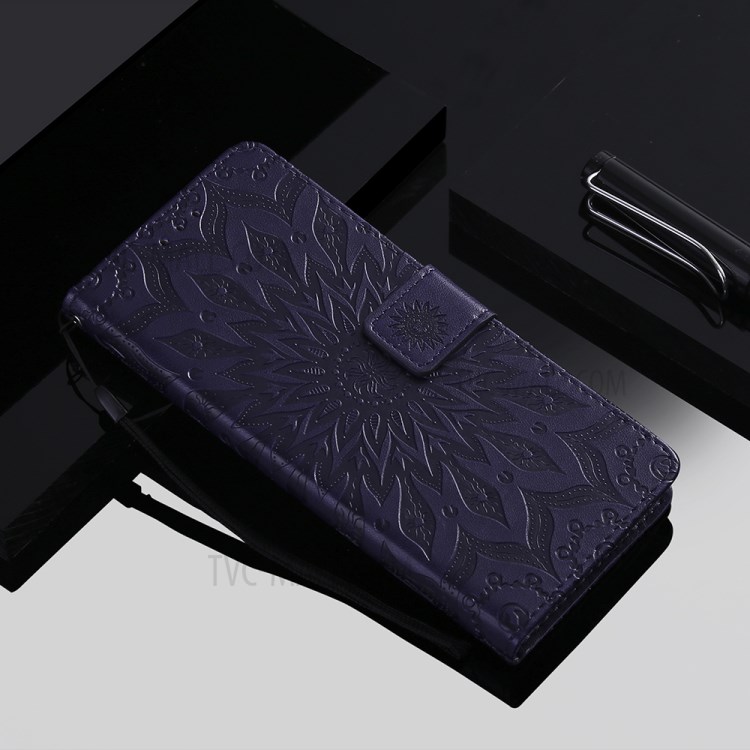 Flower Pattern Imprinting PU Leather Wallet Stand Phone Cover for Samsung Galaxy A82 5G - Purple-10