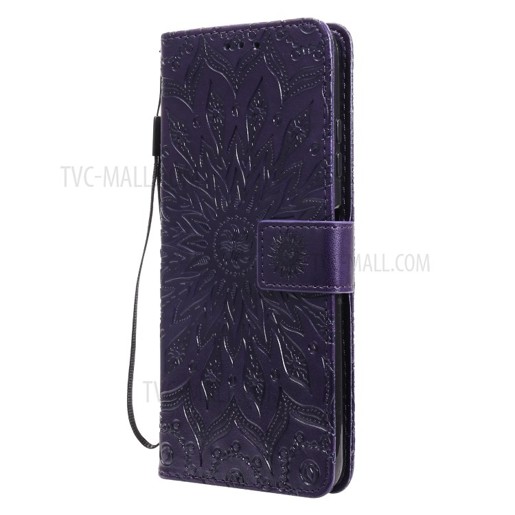 Sun Imprint PU Leather Well-protected Wallet Phone Stand Cover for Samsung Galaxy A22 5G (EU Version) - Purple-2