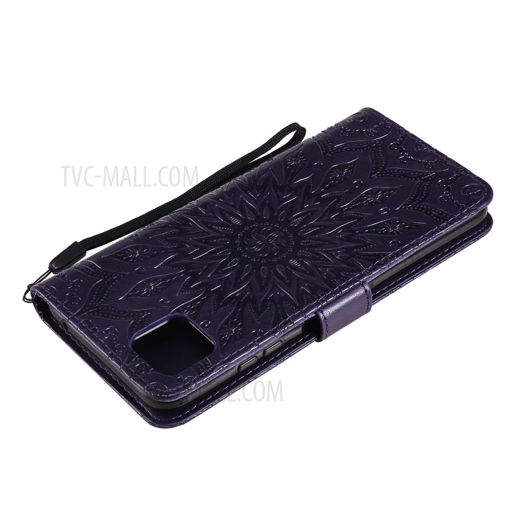 Sun Imprint PU Leather Well-protected Wallet Phone Stand Cover for Samsung Galaxy A22 5G (EU Version) - Purple-8