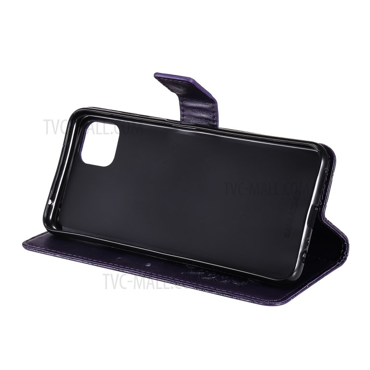 Sun Imprint PU Leather Well-protected Wallet Phone Stand Cover for Samsung Galaxy A22 5G (EU Version) - Purple-9