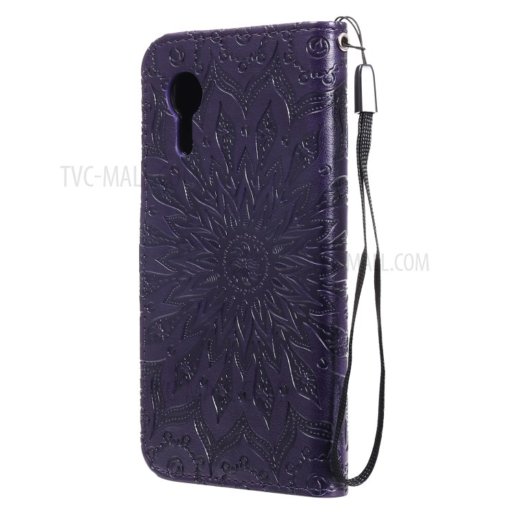Imprinting Flower Pattern PU Leather Wallet Phone Cover with Stand for Samsung Galaxy Xcover 5 - Purple-3