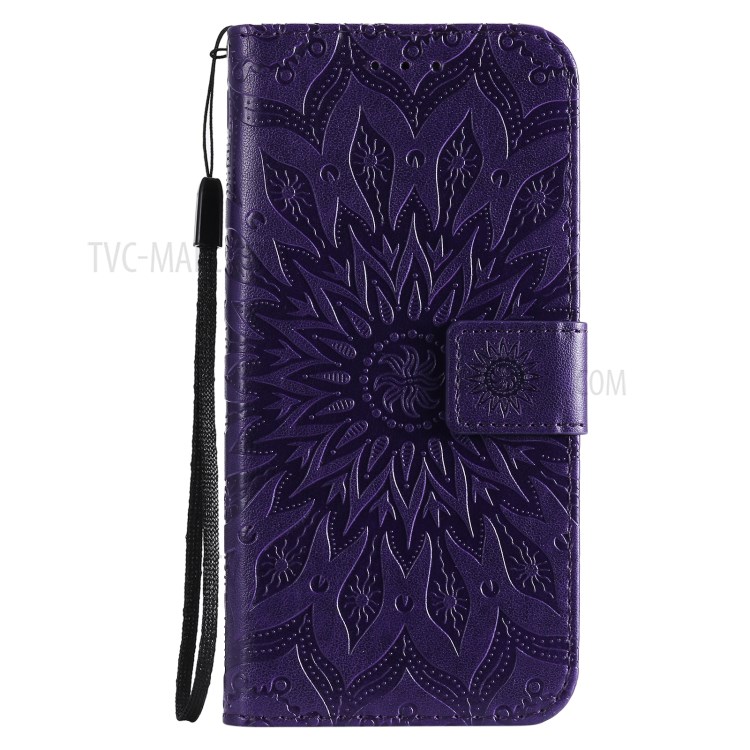 Imprinting Flower Pattern PU Leather Wallet Phone Cover with Stand for Samsung Galaxy Xcover 5 - Purple-6
