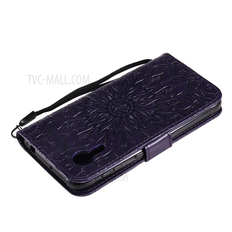 Imprinting Flower Pattern PU Leather Wallet Phone Cover with Stand for Samsung Galaxy Xcover 5 - Purple-8