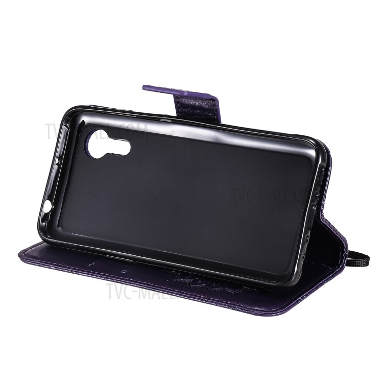 Imprinting Flower Pattern PU Leather Wallet Phone Cover with Stand for Samsung Galaxy Xcover 5 - Purple-9