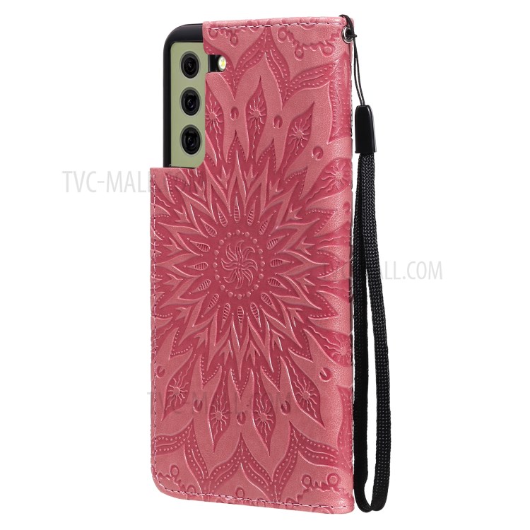Sun Imprint PU Leather Full Protection Wallet Phone Stand Cover for Samsung Galaxy S21 FE - Rose-3