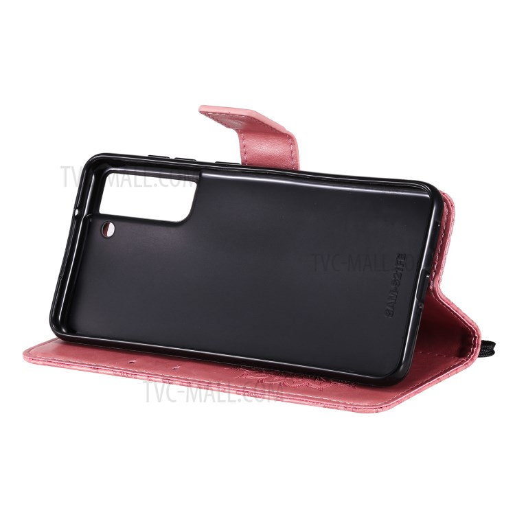 Sun Imprint PU Leather Full Protection Wallet Phone Stand Cover for Samsung Galaxy S21 FE - Rose-6