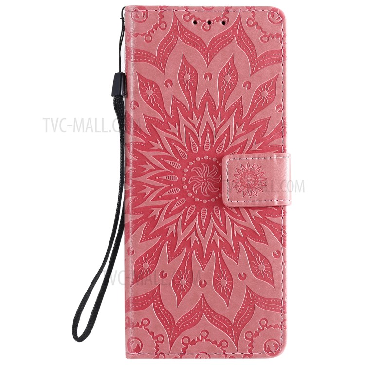 Sun Imprint PU Leather Full Protection Wallet Phone Stand Cover for Samsung Galaxy S21 FE - Rose-9