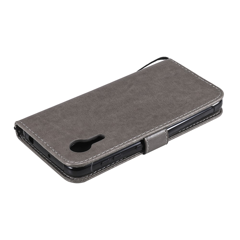 Magnetic Closing Cat and Bee Pattern Imprinting Leather Wallet Stand Case for Samsung Galaxy Xcover 5 - Grey-10