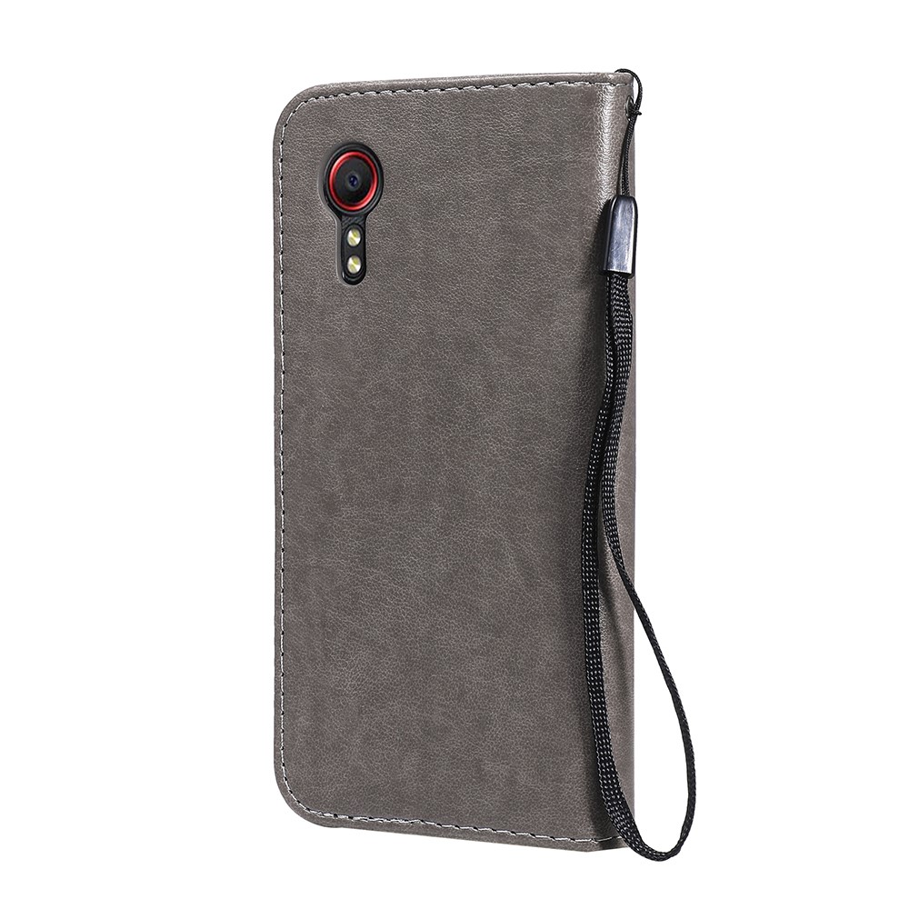 Magnetic Closing Cat and Bee Pattern Imprinting Leather Wallet Stand Case for Samsung Galaxy Xcover 5 - Grey-3