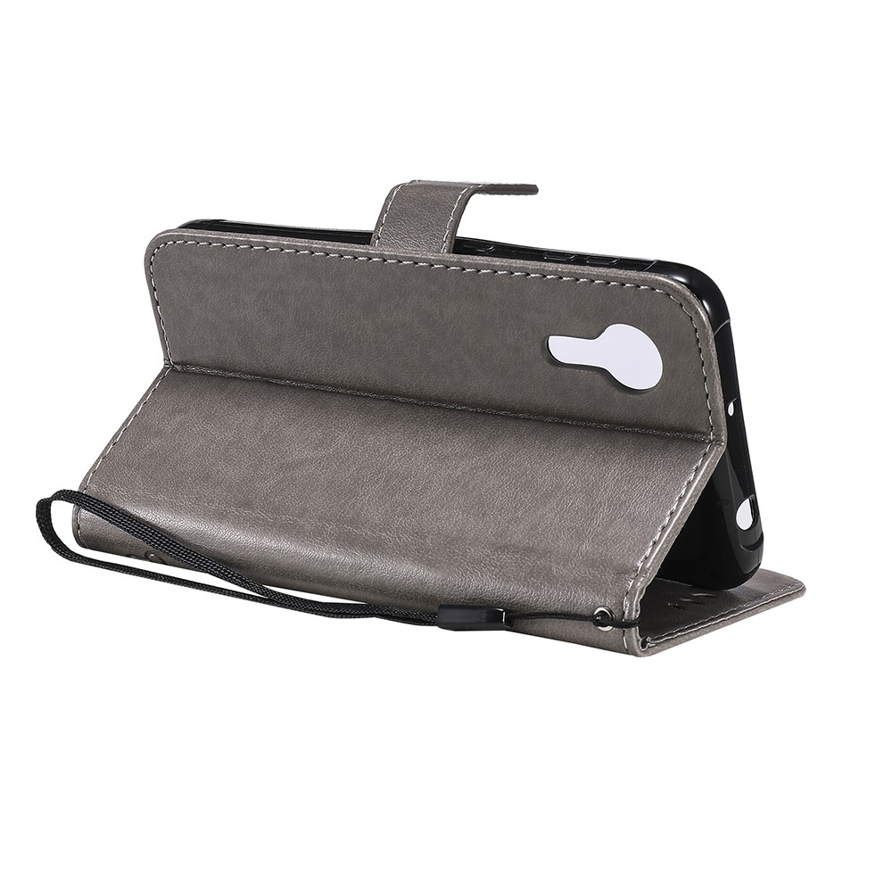 Magnetic Closing Cat and Bee Pattern Imprinting Leather Wallet Stand Case for Samsung Galaxy Xcover 5 - Grey-7