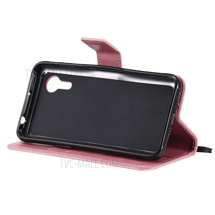 Imprinted Cat Tree Leather Coated TPU Card Holder Case with Kickstand for Samsung Galaxy Xcover 5 - Pink-5