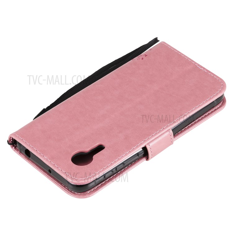 Imprinted Cat Tree Leather Coated TPU Card Holder Case with Kickstand for Samsung Galaxy Xcover 5 - Pink-9