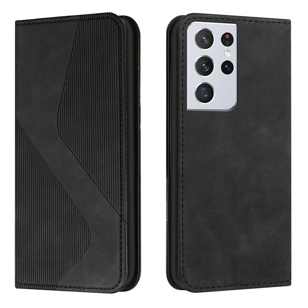 Business Style Skin-touch Feel Phone Case with Stand for Samsung Galaxy S21 Ultra 5G - Black-1
