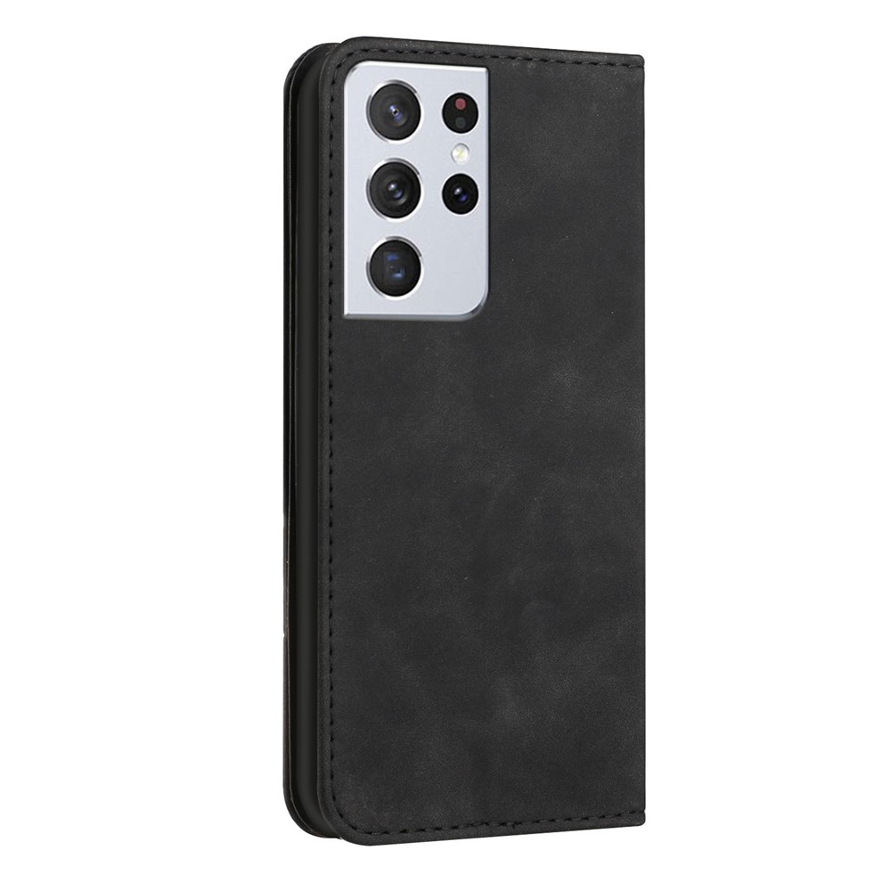 Business Style Skin-touch Feel Phone Case with Stand for Samsung Galaxy S21 Ultra 5G - Black-10
