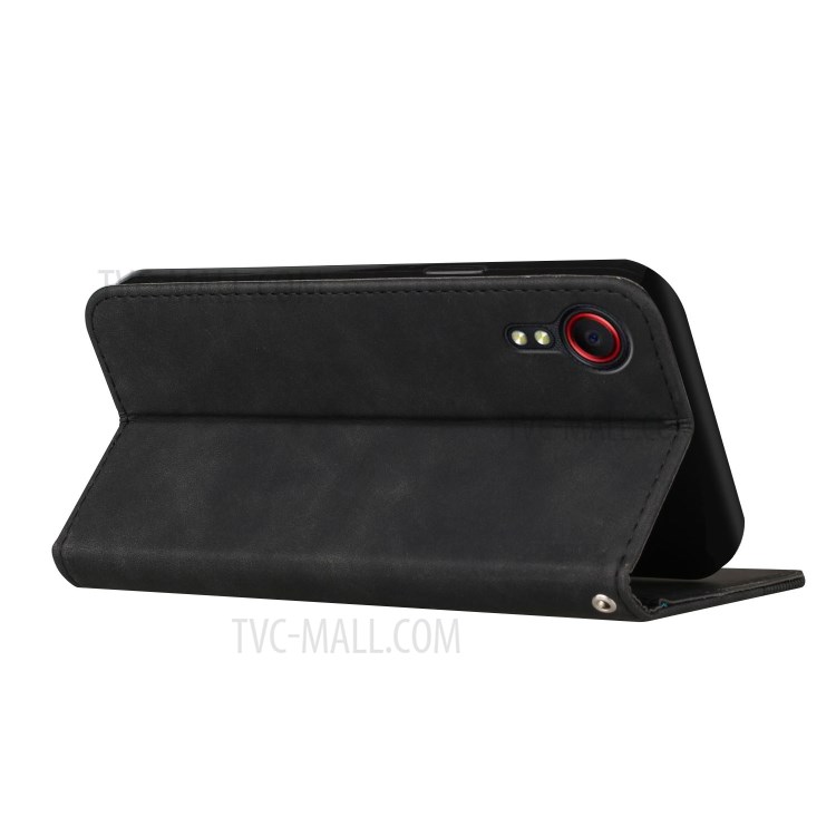 Business Style Skin-touch Feel Protective Mobile Phone Case with Stand for Samsung Galaxy Xcover 5 - Black-9