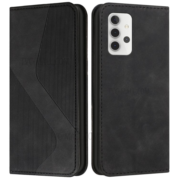 Business Style S-shaped Stand Phone Case Cover for Samsung Galaxy A32 5G - Black-1