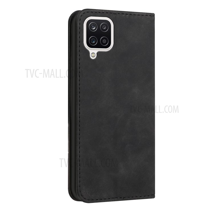 Business Style S-shaped Texture Cell Phone Case with Stand for Samsung Galaxy A22 4G (EU Version) - Black-8