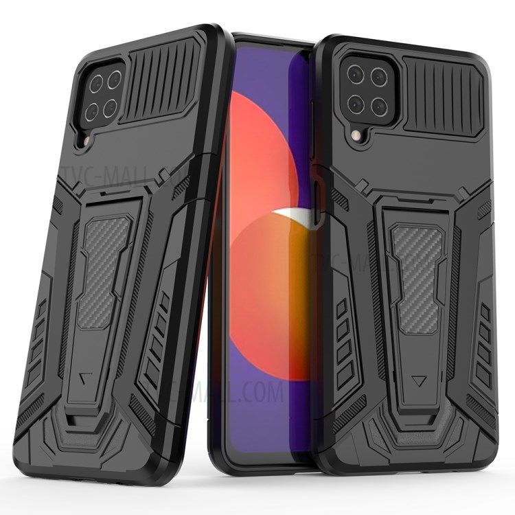 Car Style Heavy Duty Military Grade Hybrid Hard PC Soft TPU Cover Shockproof Phone Case for Samsung Galaxy A12 / M12 - Black-1