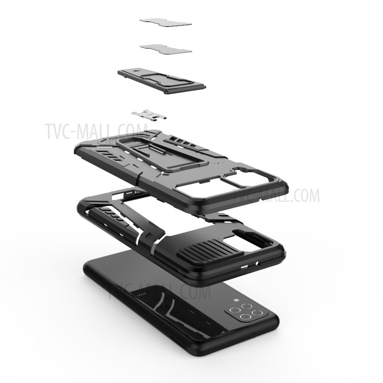 Car Style Heavy Duty Military Grade Hybrid Hard PC Soft TPU Cover Shockproof Phone Case for Samsung Galaxy A12 / M12 - Black-11