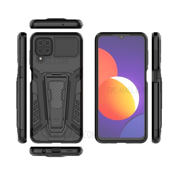 Car Style Heavy Duty Military Grade Hybrid Hard PC Soft TPU Cover Shockproof Phone Case for Samsung Galaxy A12 / M12 - Black-12