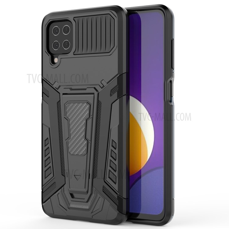 Car Style Heavy Duty Military Grade Hybrid Hard PC Soft TPU Cover Shockproof Phone Case for Samsung Galaxy A12 / M12 - Black-2