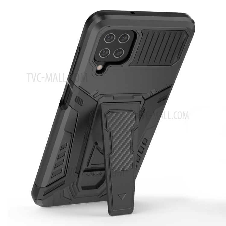 Car Style Heavy Duty Military Grade Hybrid Hard PC Soft TPU Cover Shockproof Phone Case for Samsung Galaxy A12 / M12 - Black-3