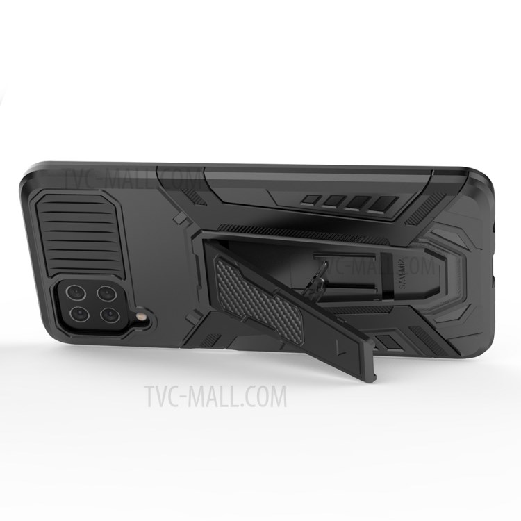 Car Style Heavy Duty Military Grade Hybrid Hard PC Soft TPU Cover Shockproof Phone Case for Samsung Galaxy A12 / M12 - Black-4