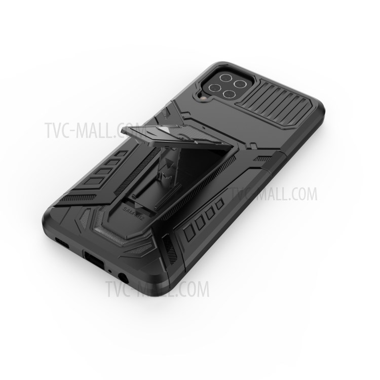 Car Style Heavy Duty Military Grade Hybrid Hard PC Soft TPU Cover Shockproof Phone Case for Samsung Galaxy A12 / M12 - Black-9