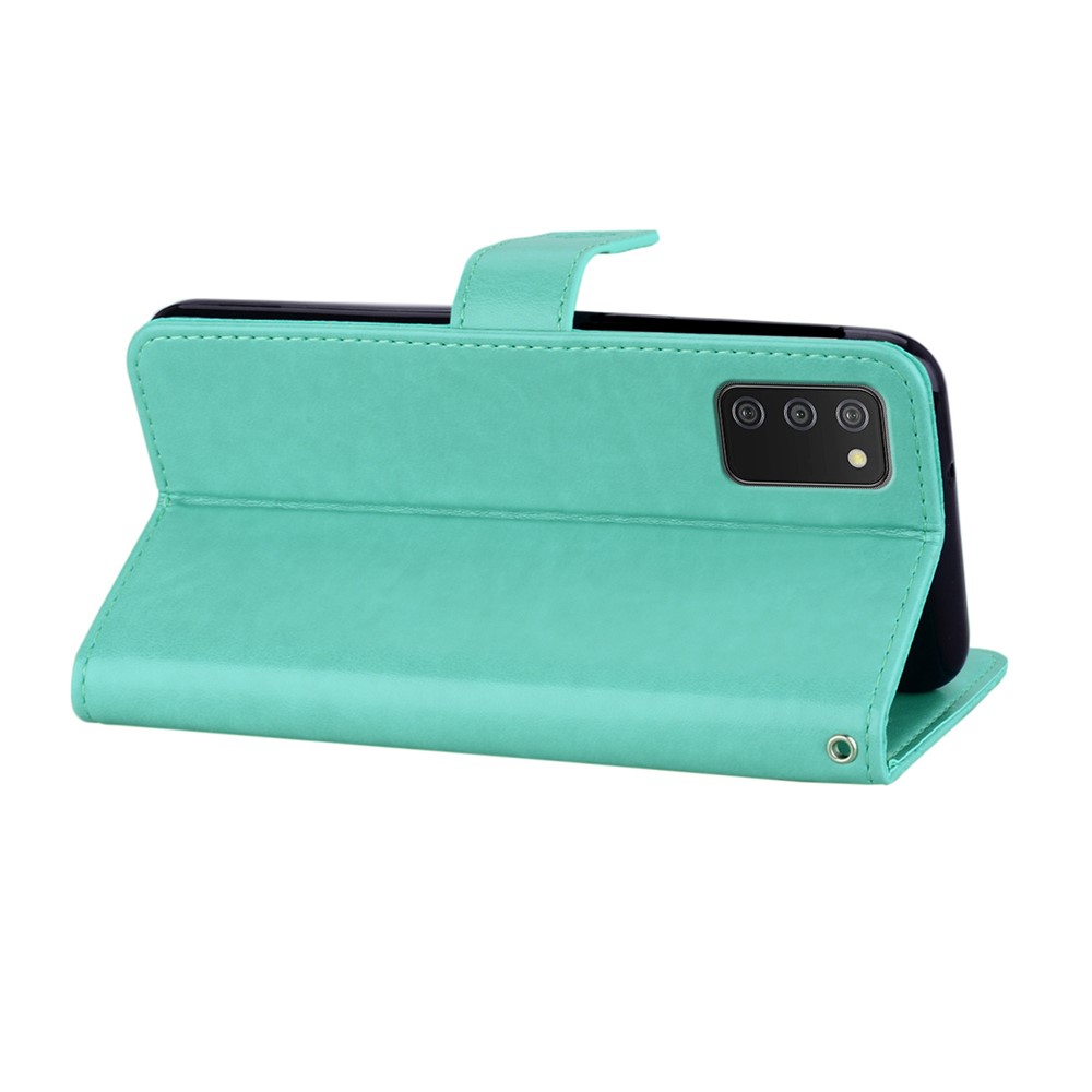 Imprint Flower Owl Pattern Phone Leather Wallet Cover with Stand for Samsung Galaxy A03s - Green-4