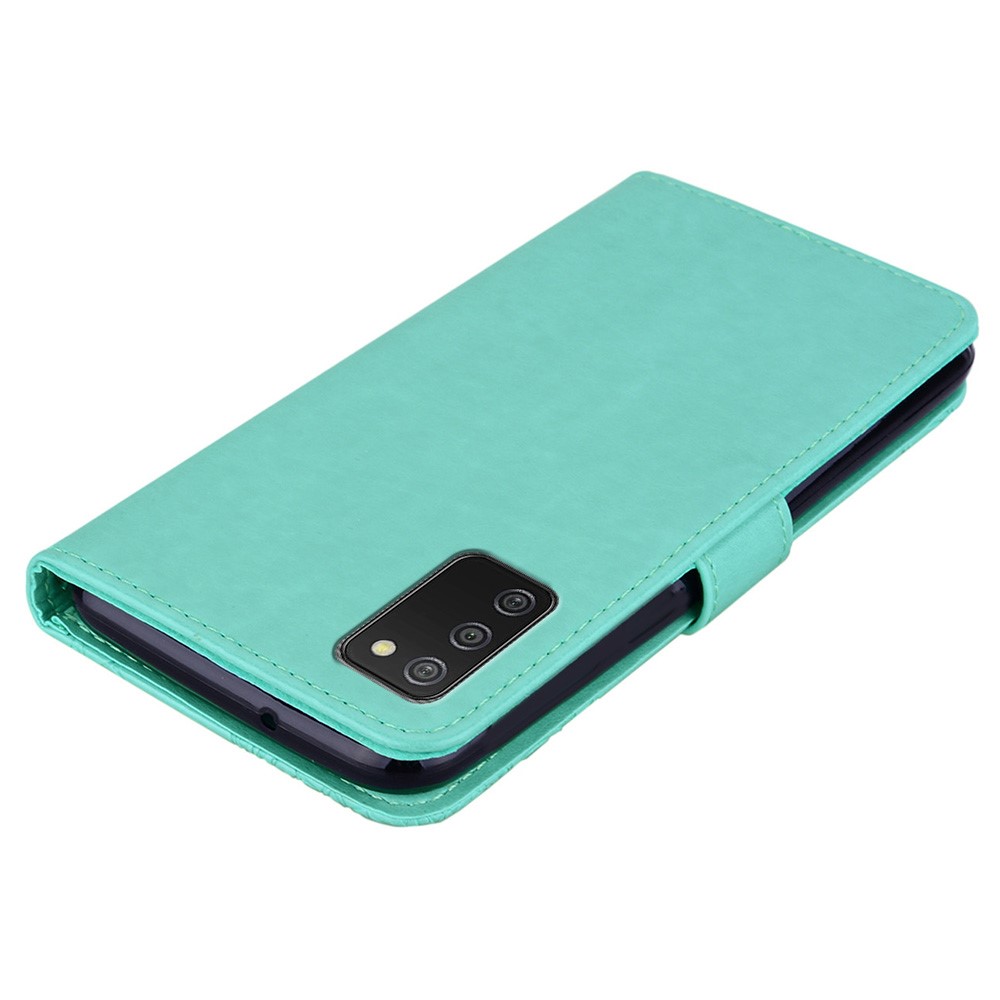 Imprint Flower Owl Pattern Phone Leather Wallet Cover with Stand for Samsung Galaxy A03s - Green-7