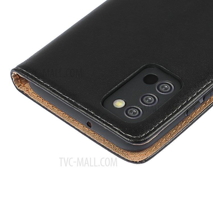 Genuine Leather Wallet Cell Casing for Samsung Galaxy A02s (166.5x75.9x9.2mm)-11