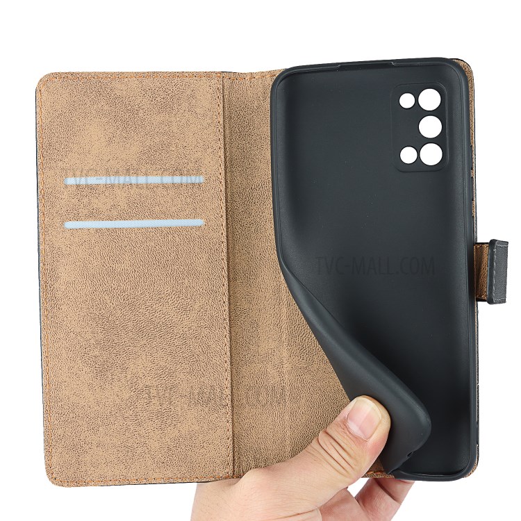 Genuine Leather Wallet Cell Casing for Samsung Galaxy A02s (166.5x75.9x9.2mm)-12