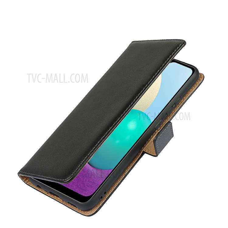 Genuine Leather Wallet Cell Casing for Samsung Galaxy A02s (166.5x75.9x9.2mm)-7