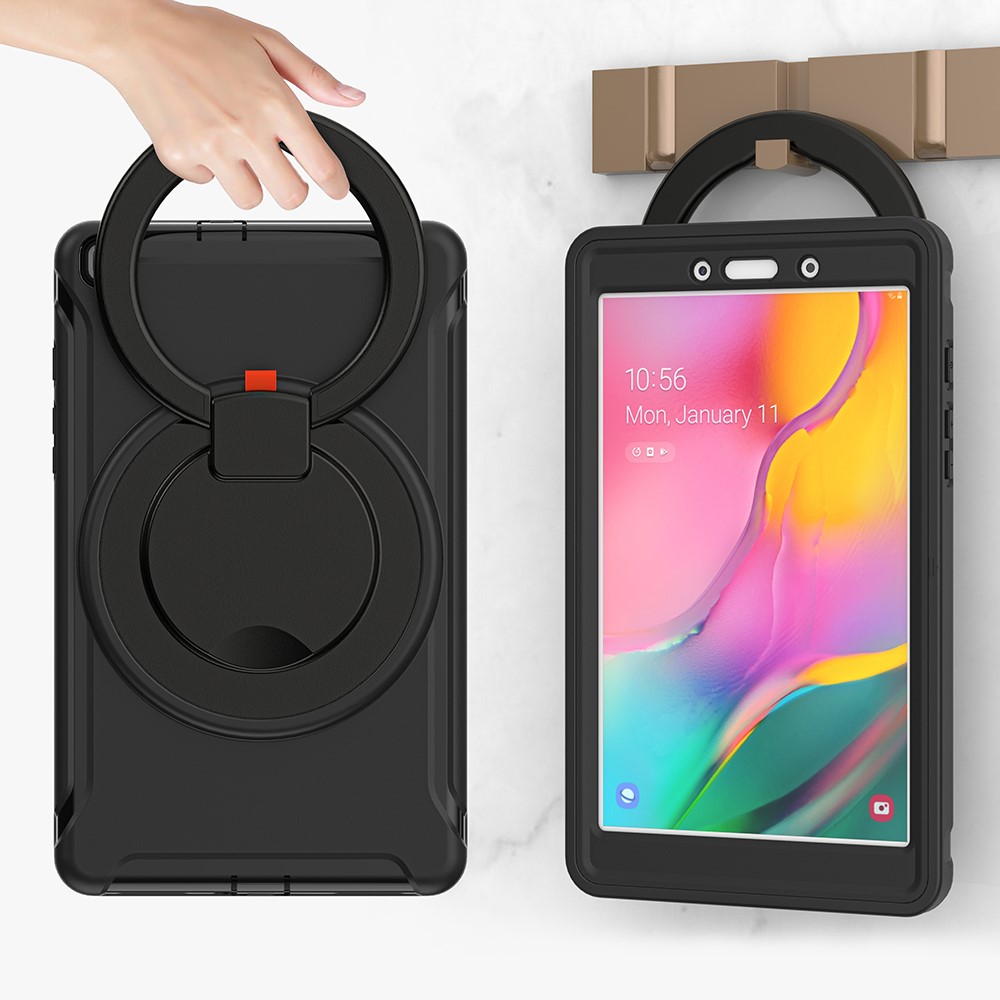 Drop-Proof 360° Rotary Kickstand Tablet Cover for Samsung Galaxy Tab A 8.0 Wi-Fi (2019) SM-T290/LTE (2019) SM-T295 - Black/Black-11