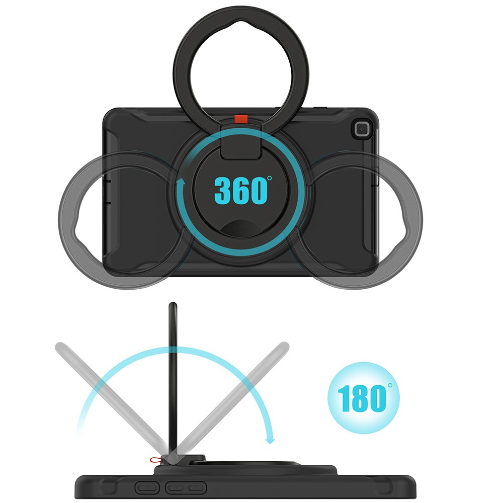 Drop-Proof 360° Rotary Kickstand Tablet Cover for Samsung Galaxy Tab A 8.0 Wi-Fi (2019) SM-T290/LTE (2019) SM-T295 - Black/Black-3